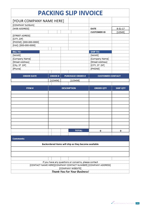 Download Packaging Slip Invoice Template Photoshop template